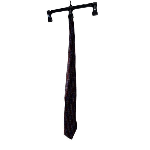 Pronto Uomo Men's 100% Silk Neck Tie Burgundy Blue - Picture 5 of 6